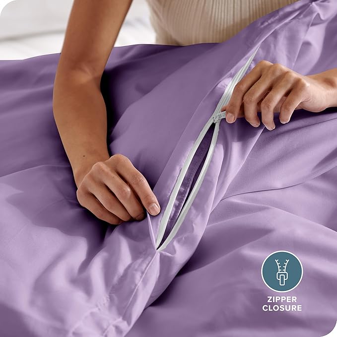 Bare Home Bedding Duvet Cover Queen Size - Premium 1800 Super Soft Duvet Covers Collection - Lightweight & Cooling - Soft Breathable Bedding (Queen, Lavender)