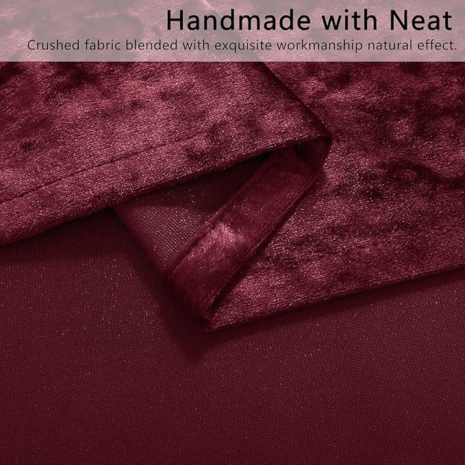 SMILETIME Burgundy Red Crushed Velvet Curtains 52x108 inch Luxurious Thermal Insulated Soundproof Drapes for Living Room Bedroom Office Soft and Durable Light-Filtering Window Treatments, 2 Panels