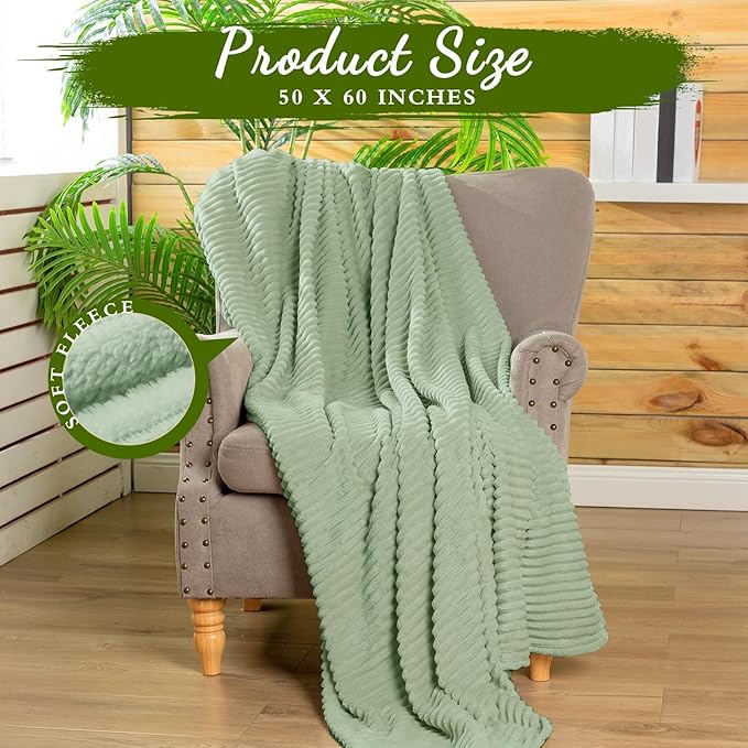 Buryeah 6 Pcs Flannel Throw Blanket Bulk 50 x 60 in Sleepover Blanket Outdoor Wedding Throw Lightweight, Oeko-tex Standard 100 Certified for Sofa Homeless Gifts (Sage Green)
