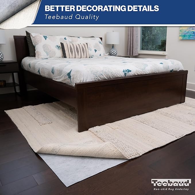 3' x 10' Non-Slip Rug Pad, Reversible Gripper, Non Skid Pads for Hardwood, Vinyl, Tile, Laminate Floors, Keep Area Rugs Secure, Natural Materials Safe for Indoor Flooring, ¼” Thick