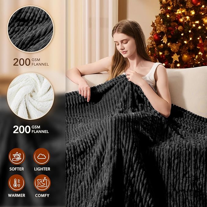 Homemate Electric Heated Blanket Queen Size - 84"x90" Heating Blanket Queen Size Dual Control 1/2/4/6/8 Hours Auto-Off 10 Heat Level Over-Heat Protection Soft Flannel Sherpa ETL Certification