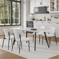 Upholstered Dining Room Chairs Set of 6 Modern Chenille Diner Chairs with 58D Memory Foam Thick Cushion Comfy Armless Kitchen Chair with Sturdy Metal Legs for Dining Table/Vanity White
