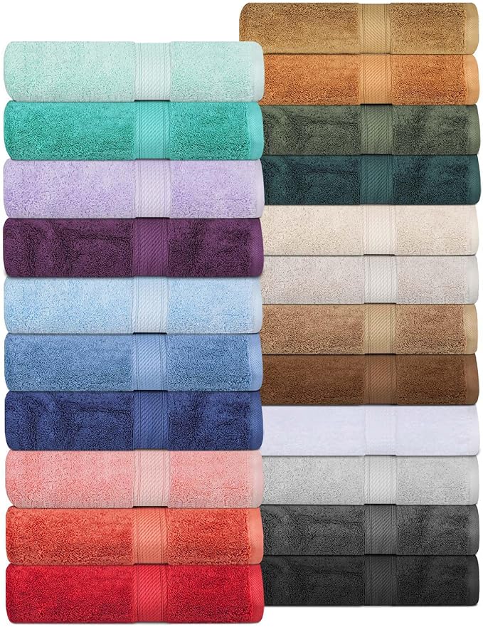 Superior Egyptian Cotton Pile 6 Piece Towel Set, Includes 2 Bath, 2 Hand, 2 Face Towels/Washcloths, Ultra Soft Luxury Towels, Thick Plush Essentials, Guest Bath, Spa, Hotel Bathroom, Stone