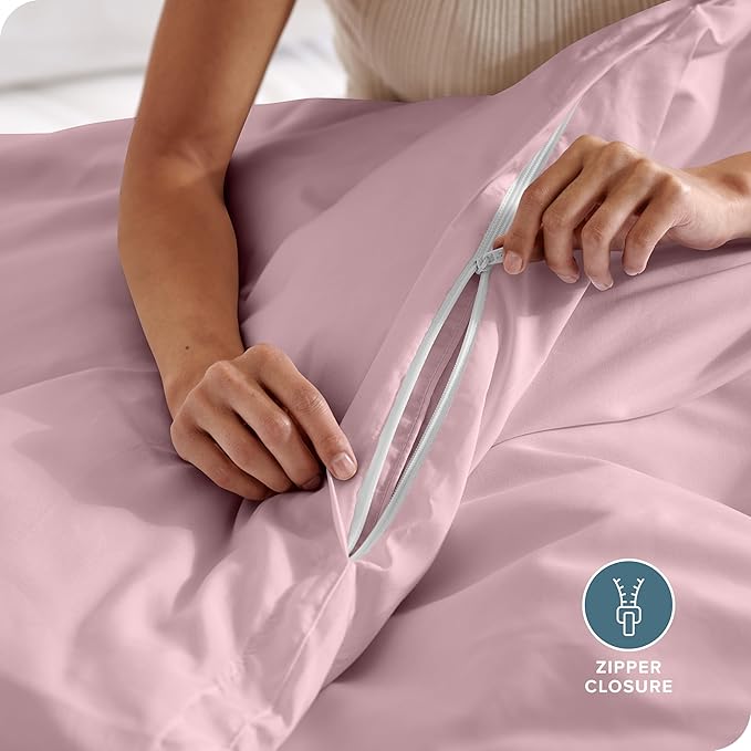 Bare Home Bedding Duvet Cover California King Size - Premium 1800 Super Soft Collection - Lightweight, Cooling - Soft Breathable Bedding Duvet Cover (Cal King, Dusty Pink)