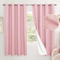 Baby Pink Linen Blackout Curtains for Nursery 63 Inch Length 2 Panels Set, Thermal Insulated Boho Total Black Out Noise Reducing Bonzer Grommets Window Curtains for Girls Bedroom, Each 60 Inch Wide