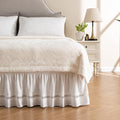 MIYE Wrap Around Ruffled Lace Bed Skirt, Elastic Dust Ruffle with Adjustable Belts,15 Inch Drop Easy to Put On, Bed Frame Cover, Machine Washable (Ruffled Lace, Full/Twin-15)