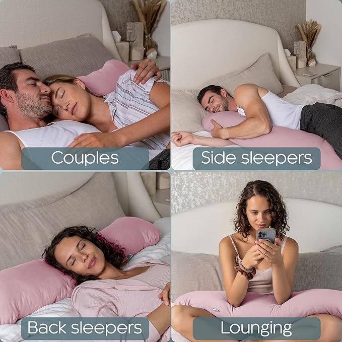Weighted Body Pillow 8lbs - Weighted Pillow for Deeper Sleep (48" x 14") - Cooling Body Pillows for Adults, Side Sleeper Body Pillows with Cover (X-Large/Blossom)