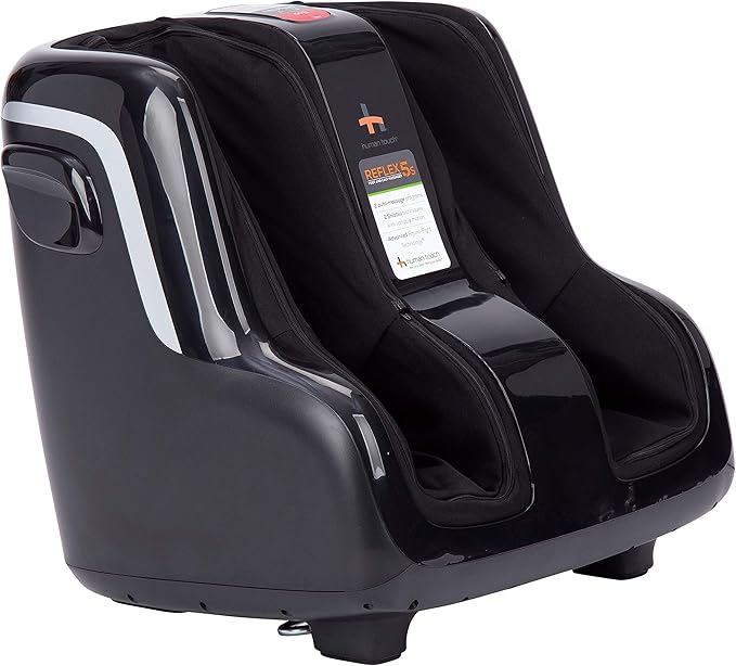 Human Touch Reflex5s Foot & Calf Massager for Stress & Plantar Fasciitis Relief+Relaxation +Kneading & Compression for Circulation Support -1 Year Warranty - Adjustable Fit for Women & Men Size 12