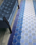 Custom Length Hallway Runner Rug,Slip Resistant,Checkered Blue, 26 Inch X 9 feet, Sold and Priced Per Foot