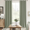 ChrisDowa 100% Blackout sage Solid Curtains 96 Inches Long 2 Panels for Bedroom Living Room,Farmhouse Room Darkening Thermal Insulated Soundproof Grommet Top Window Treatment Drapes,52x96