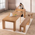 Transformer Table - Solid Wood Extendable Dining Table, Seats 2-12, Extendable Dining Room Table, Space-Saving Furniture, Expandable Dining Furniture (Natural, Table + Bench)