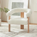 VKNOW Accent Chair Living Room Chair, Modern Upholstered Arm Chair with Solid Wood Legs, Comfy Barrel Accent Chair for Living Room, Bedroom, Cream