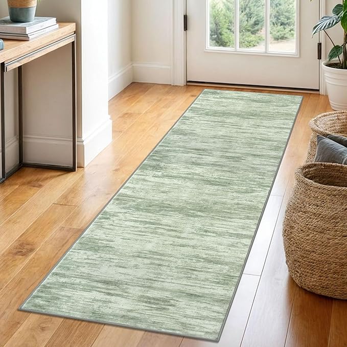 2x6 Modern Abstract Runner Rug for Hallways, Lime Green Super Soft Hallway Decor Kitchen Rugs with Non-Slip, Non-Shedding Washable Rug for Entryway Bedroom Indoor