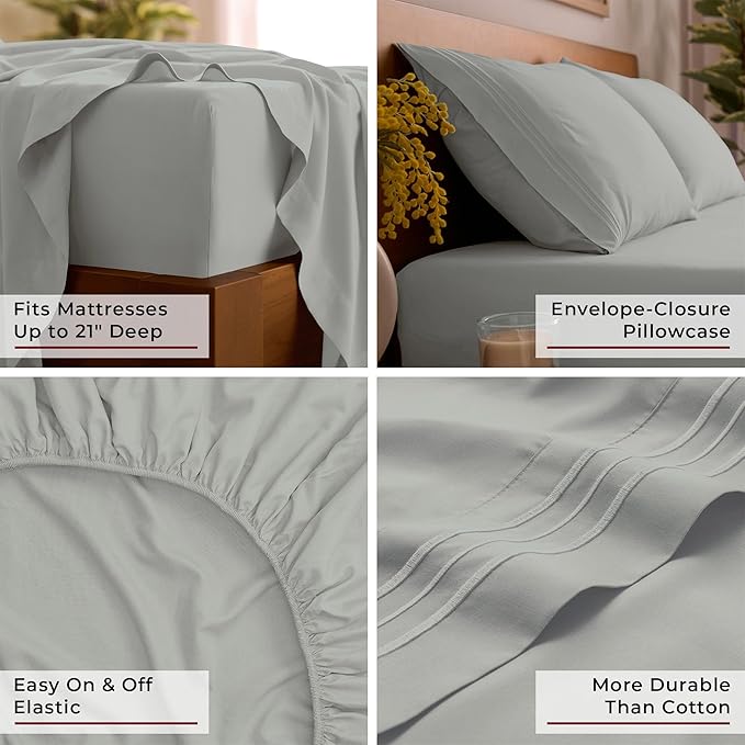Mellanni Full Sheet Set - 6-Piece Iconic Collection Bedding, (Including 4 Pillowcases), 21-Inch Extra Deep Pocket, Easy Care, Ultra Soft, Cooling Sheets, Brushed Microfiber - Spa Mint