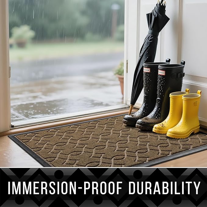 Yimobra Large Door Mat 47x24, All-Season Waterproof Doormat Outdoor Entrance, Heavy Duty Non-Slip Outside Door Mat for Garage Patio Proch Entryway Indoor, Easy Clean, Brown
