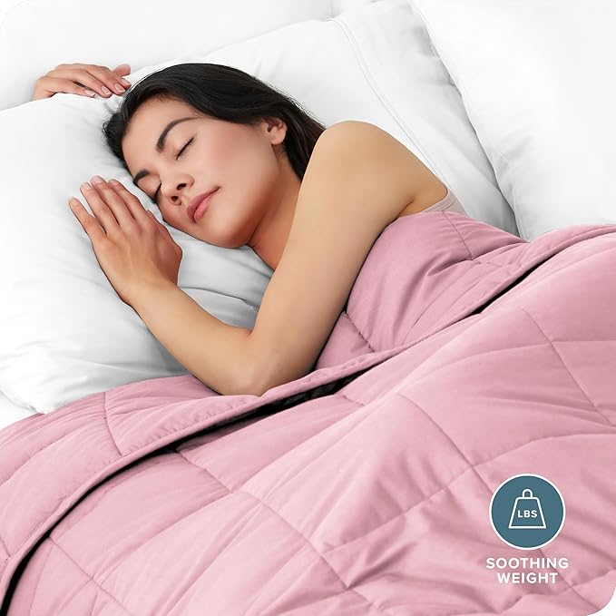 Bare Home Weighted Blanket King Size 25lb (80" x 87") for Adults - All-Natural 100% Cotton - Premium Heavy Blanket Nontoxic Glass Beads (Light Pink, 80"x87")