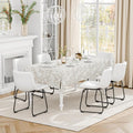 Dining Chairs Set of 6, 18 Inch Modern Armless Dining Chair with Back, Faux Leather Kitchen Dining Room Chair with Metal Legs for Home, Bistro Coffee Shops (White)