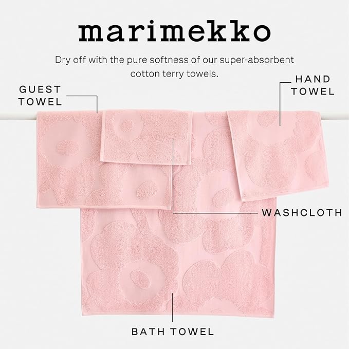 MARIMEKKO Unikko Terry Cotton Bath Towel (Dark Blue) – Floral Patterned Bath Towels – 59 in x 28 in