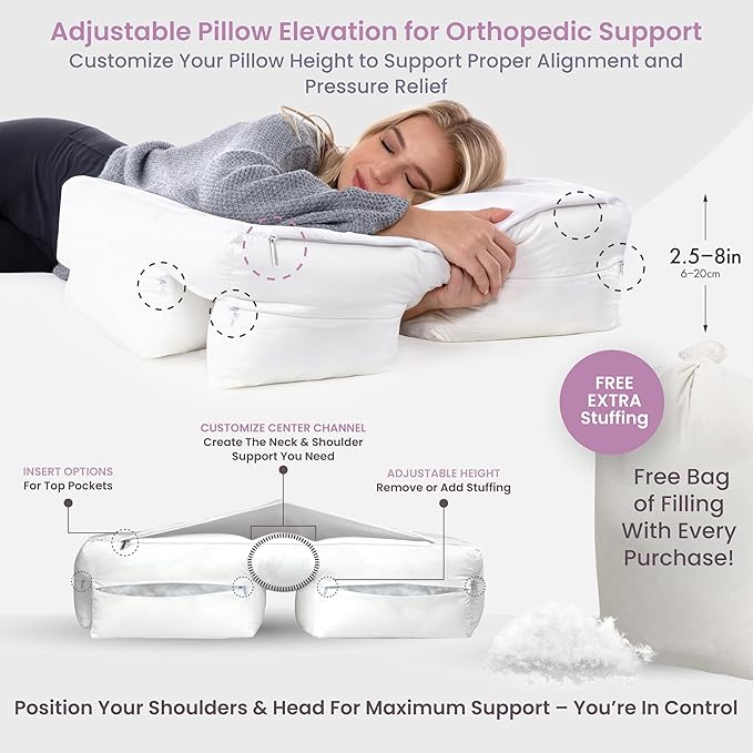 Wife Pillow The Side Sleeper Pillow with Arm Hole for Shoulder Pain - Arm Tunnel Pillow for Side Sleepers, Shoulder Relief & Neck Support Comfort Sleep Pillow for Adults - Down Alternative Fiber Fill