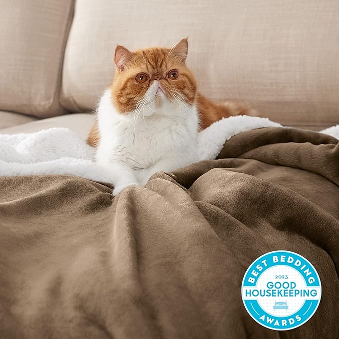 Bedsure GentleSoft Sherpa Fleece Blankets King Size for Bed - Thick and Warm Throw for Women and Men, Soft Fuzzy Plush King Blanket for Winter, Camel, 108x90 Inches