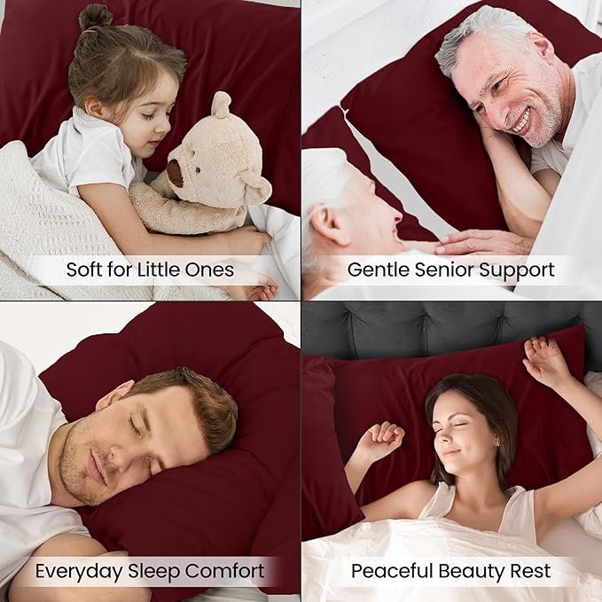 Pillow Covers by Utopia Bedding - Standard Size 2-Pack – Soft Brushed Microfiber – Perfect for Hospitals, Hotels, Guest Rooms – Oeko-TEX Certified, 20x26 Inches (Burgundy)