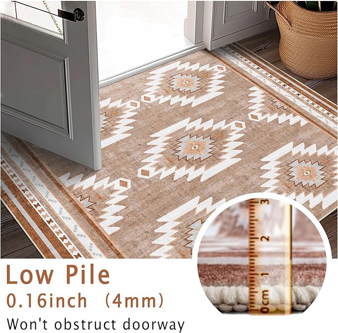 6x9 Area Rug, Ultra-Soft Washable Rug for Living Room, Dinner Room, Bedroom, Non-Slip Modern Westren Rug, Indoor Carpet Large Area Rug, Camel
