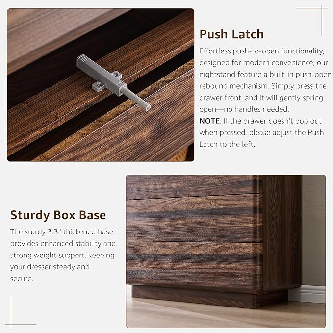 ACCOHOHO 6 Drawer Dresser for Bedroom, 42 Inch Tall Modern Chest of Drawers, Push-to-Open Wood Storgae Organizer with Large Drawers for Bedroom, Living Room, Hallway, Brown