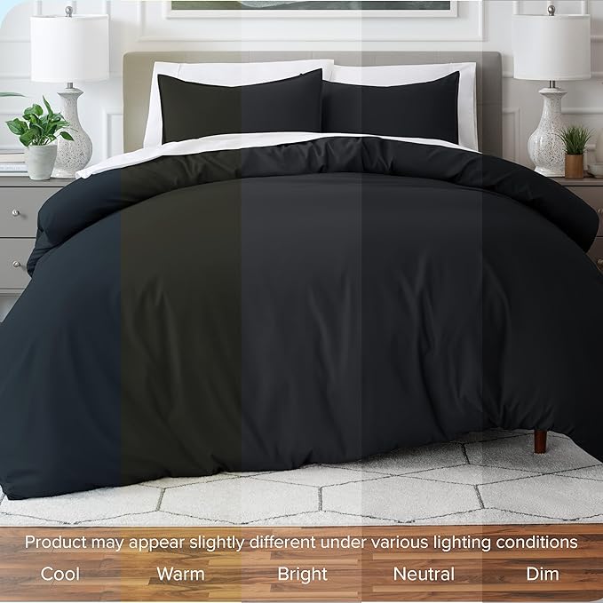Bare Home Bedding Duvet Cover Queen Size - Premium 1800 Super Soft Collection - Lightweight, Cooling Duvet Cover - Soft Breathable Bedding (Queen, Black)