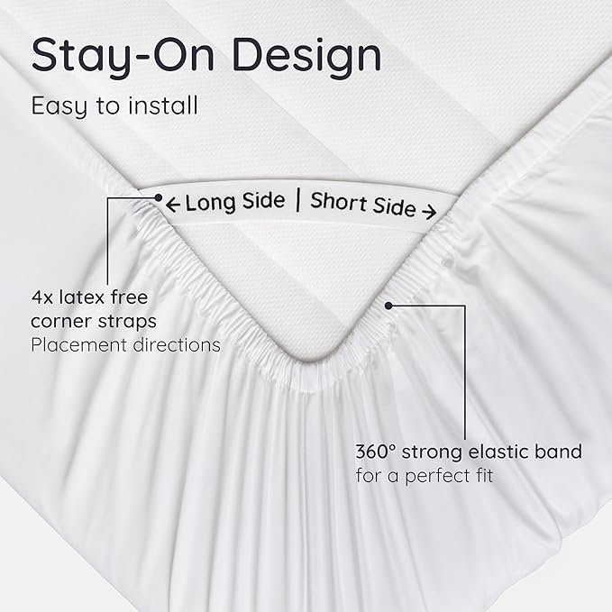 Bambaw 100% Viscose Derived from Bamboo Fitted Sheet Twin Size, 15’’ Deep Pocket Twin White Fitted Sheet Only, Cooling Fitted Sheet Twin Size, Breathable & Soft Fitted Sheet with Corner Straps (White)