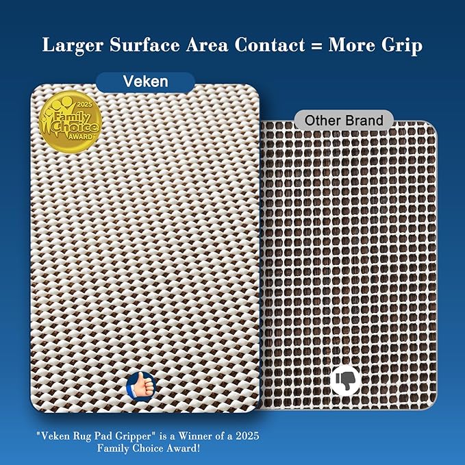 Veken 7x9 Ft Rug Pad Gripper for Hardwood Floors, Non Slip Rug Pads for Area Rugs, Thick Rug Grippers for Tile Floors, Under Carpet Anti Skid Mat, Keep Your Rugs Safe and in Place
