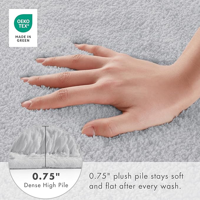 Madison Park Signature Non Slip, Luxrurious Plush Mat, Absorbent, Quick Dry, Spa Design Bath Room Décor Marshmallow Bathroom Rug, 2'x3'4", Silver