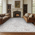 jinchan Lima Living Room Area Rug 10x12 - Low Pile Washable Stain Resistant Vintage Large Boho Rug Ultra-Thin Non Slip Floral Print Distressed Carpet for Bedroom Dining Room Farmhouse (10x12ft, Taupe)
