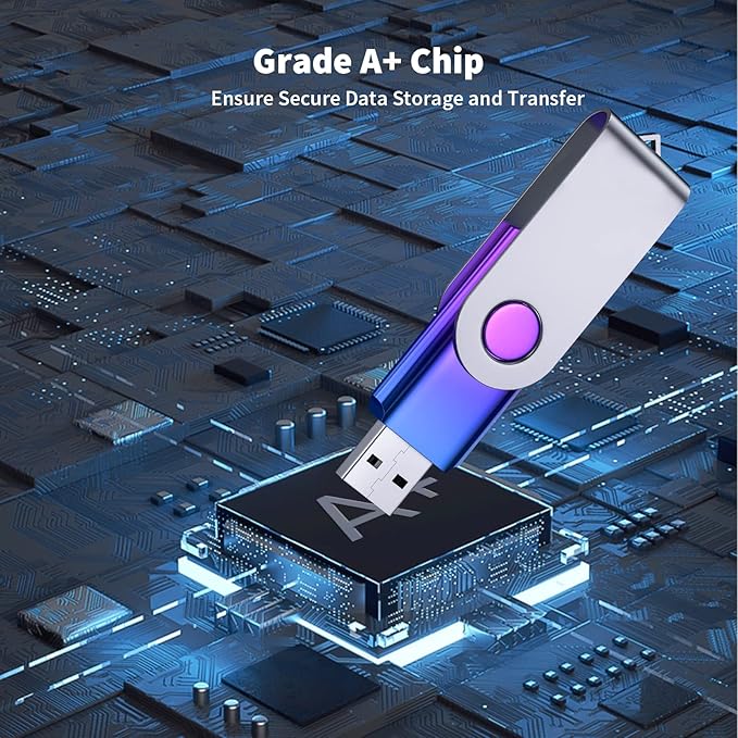 ABLAZE 16GB Flash Drive 2 Pack, USB 2.0 Thumb Drives with Lanyards Swivel USB Memory Stick 16GB（Green and Purple