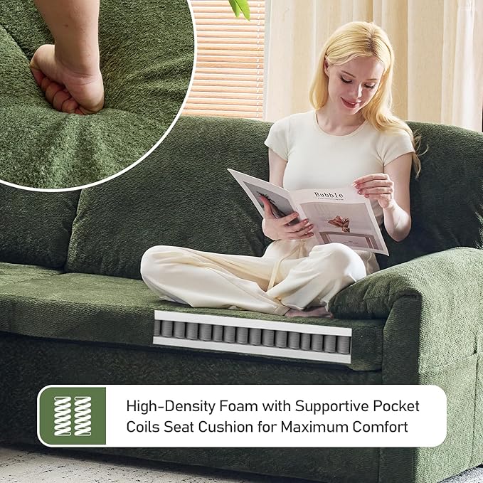 VINGLI Convertible Sofa Bed Couches for Living Room, Sleeper Sofa with Pull Out Couch Bed, Cloud-Like Plush Fleece U-Shape Sectional Couch with Storage Chaise, USB Charging, Side Pockets
