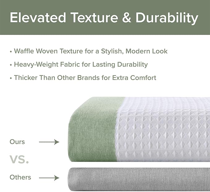 Madison Park Shower Curtain Spa Waffle Weave Wide Shower Curtain for Bathroom 3M Scotchgard Moisture Management, Spa Quality Modern Shower Curtains for Bathroom, Extra Wide 108"x72" Sage Green