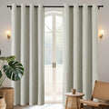 Joydeco Blackout Curtains 90 Inches Long 2 Panels Burg, Room Darkening Curtains for Bedroom, 100% Black Out Textured Thermal Drapes Privacy Protection 2 Panels Set(W52 x L90 Inch, Light Beige)
