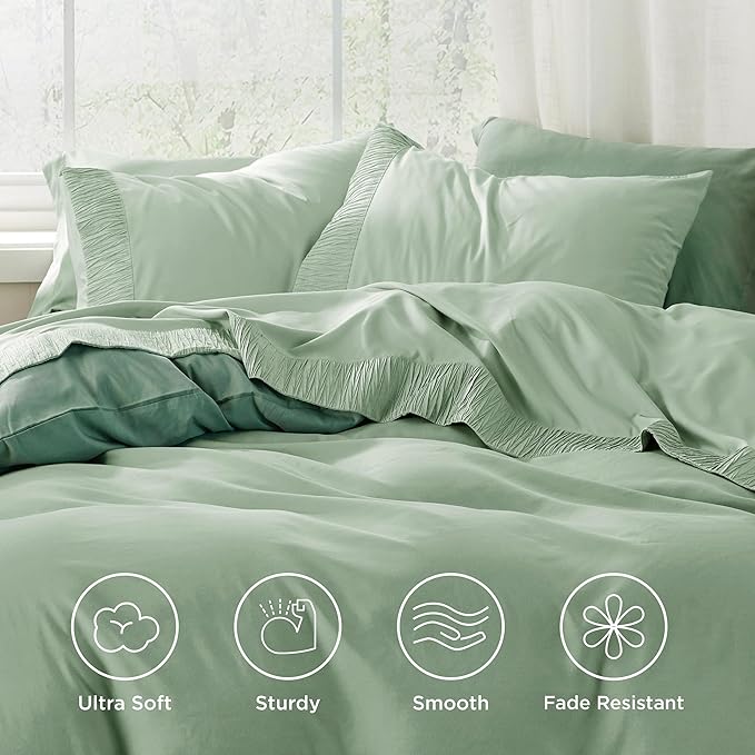 Bedsure Twin Sheets Set - 3 Pieces Soft Twin Bed Sheets - Breathable & Cooling - Hotel Luxury - Easy Care Polyester Microfiber Bedding for Women, Men, Sage Green