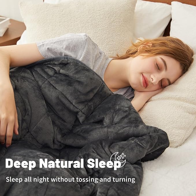 Weighted Blanket 15 lbs 60x80 inches, Sherpa Fleece Throw Blanket for Adult, Fuzzy Fluffy Soft Cozy Heavy Blanket for Couch Sofa, Plush Thick and Warm Winter Blanket Queen Size Bed