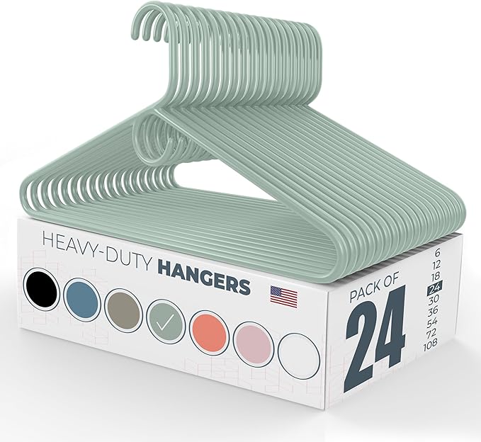 Neaties Heavy Duty Clothes Hangers 20 Pack (24 Count) – Made in The USA – 8lb Capacity Plastic Hangers for Adult Clothing – Durable for Pants, Coats, Jackets, or Jeans – Mint
