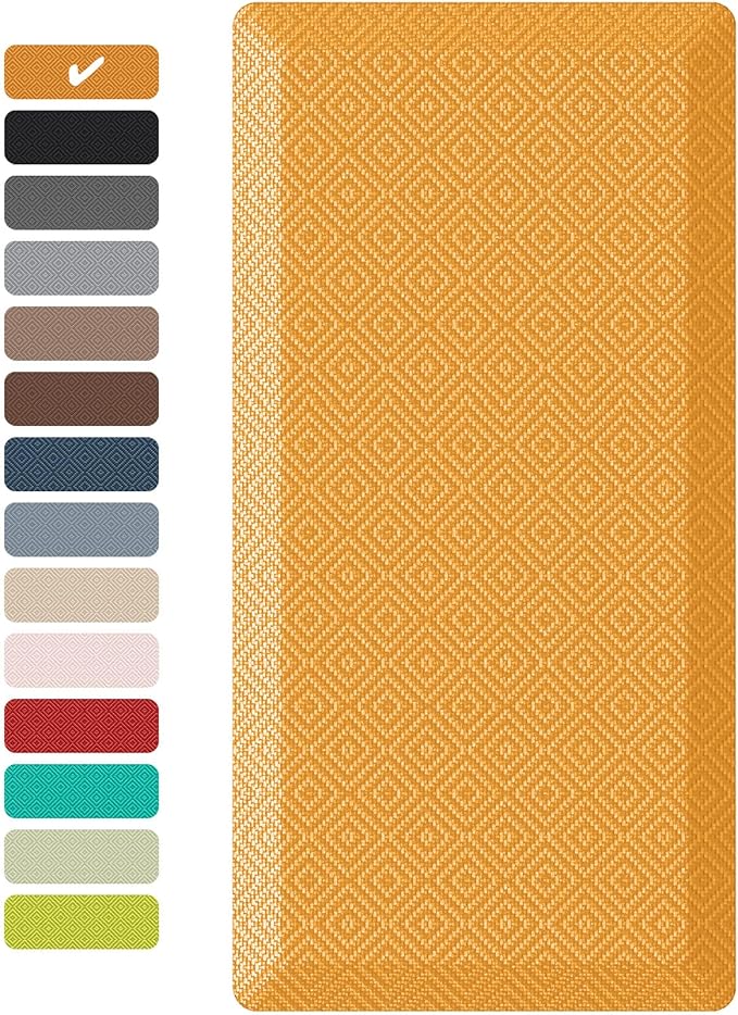 Ophanie Kitchen mats for Floor, 3/4 inch Thick, Kitchen Rugs, 20''x48'' Anti Fatigue Standing Cushioned Mat, Waterproof,Comfort Ergonomic mat for Office, Home, Sink, Orange Non-Slip Bottom