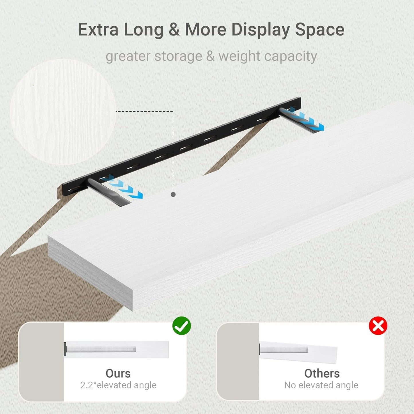 10 inches Deep Floating Shelves 36 inch Long, Wall Shelves Heavy Duty 70 lbs for Bedroom, Bathroom, Living Room, Kitchen, Office, Modern Shelf Home Decor with Invisible Bracket, White