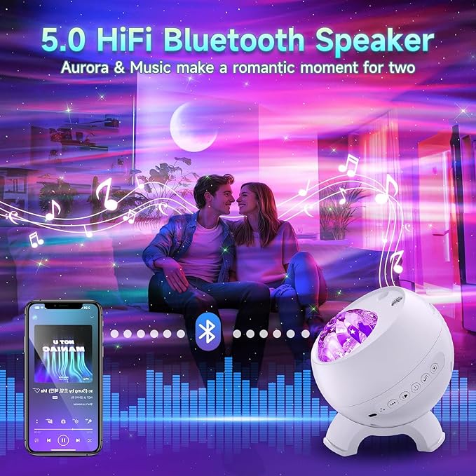 Northern Lights Projector,300+Lighting Modes Galaxy Projector for Bedroom,15 White Noise&Bluetooth Galaxy Projector for Bedroom,Remote+Timer Moon Star Projector Galaxy Light,Valentine's Day Gifts