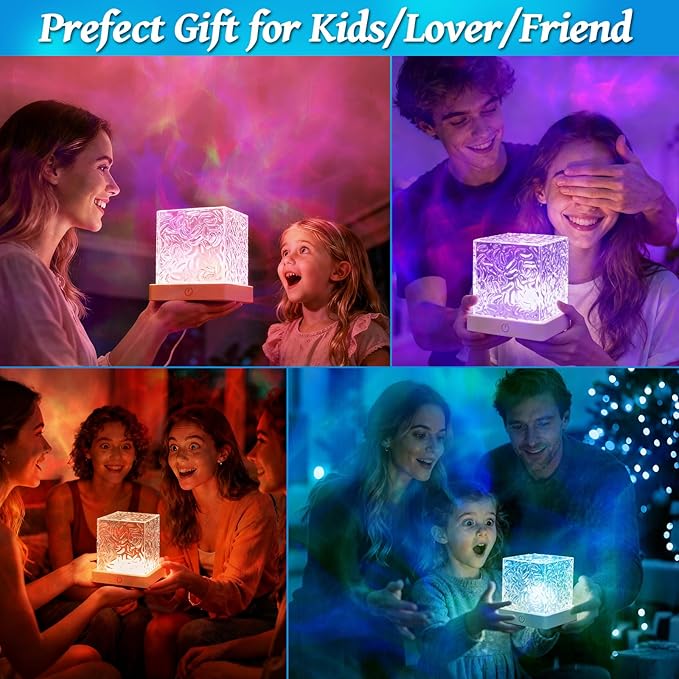 Ocean Wave Projector Light, 16 Colors Galaxy Projector Night Light Water Ripple Lamp Ambient Lighting with Remote Control, Mood Lights for Bedroom Shower Office Bar Game Room Kids Christmas Gifts