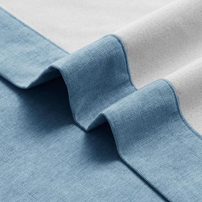 Macochico Extra Wide 100% Blackout Chenille Curtains 100" Wx96 L Thermal Drapes for Sliding Door Living Room Bedroom Auditorium Hotel Ashtray Blue Curtains Grommet Top with Tieback Classic 1 Panel