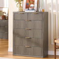 LEYAOYAO Fluted 6 Drawers Dresser for Bedroom, 42" Tall Modern Chest of Drawers with Metal Handle, Curved Profile Design,Grey Wood Drawer Organizer for Bedroom, Living Room, Hallway, Entryway