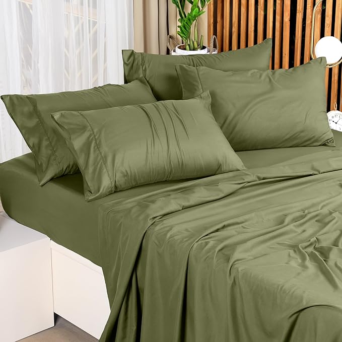Utopia Bedding Queen Sheet Set – 4 Piece Bed Sheets for Queen Size Bed, Soft and Breathable Microfiber, Includes 1 Fitted Sheet, 1 Flat Sheet and 2 Pillowcases (Olive)