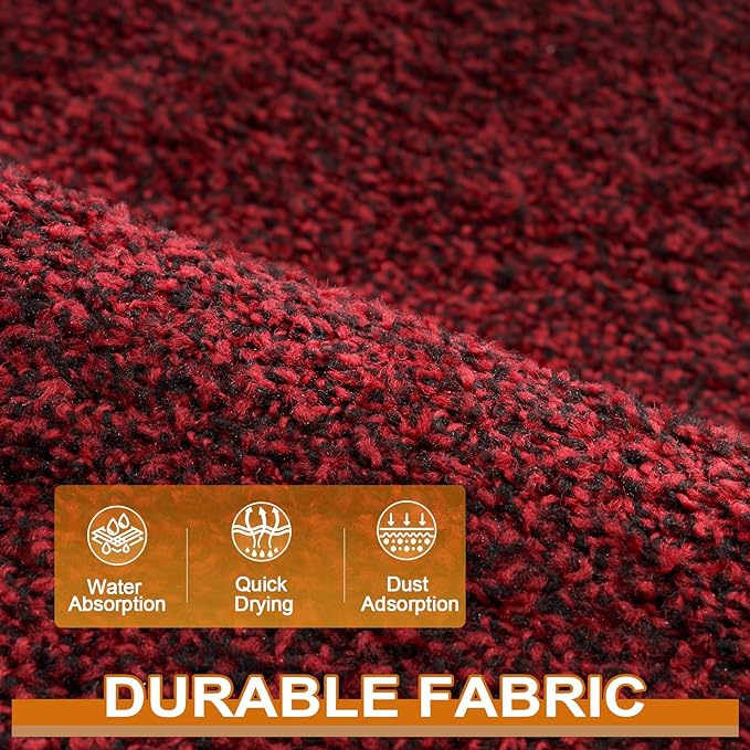 Mibao Front Door Mat, Dirt Trapper Welcome Mat for Outdoor Indoor, Non-Slip Waterproof Doormat, Durable Machine Washable Low Profile Entry Rug for Back Door Outside Patio Porch, 48" x 36", Red
