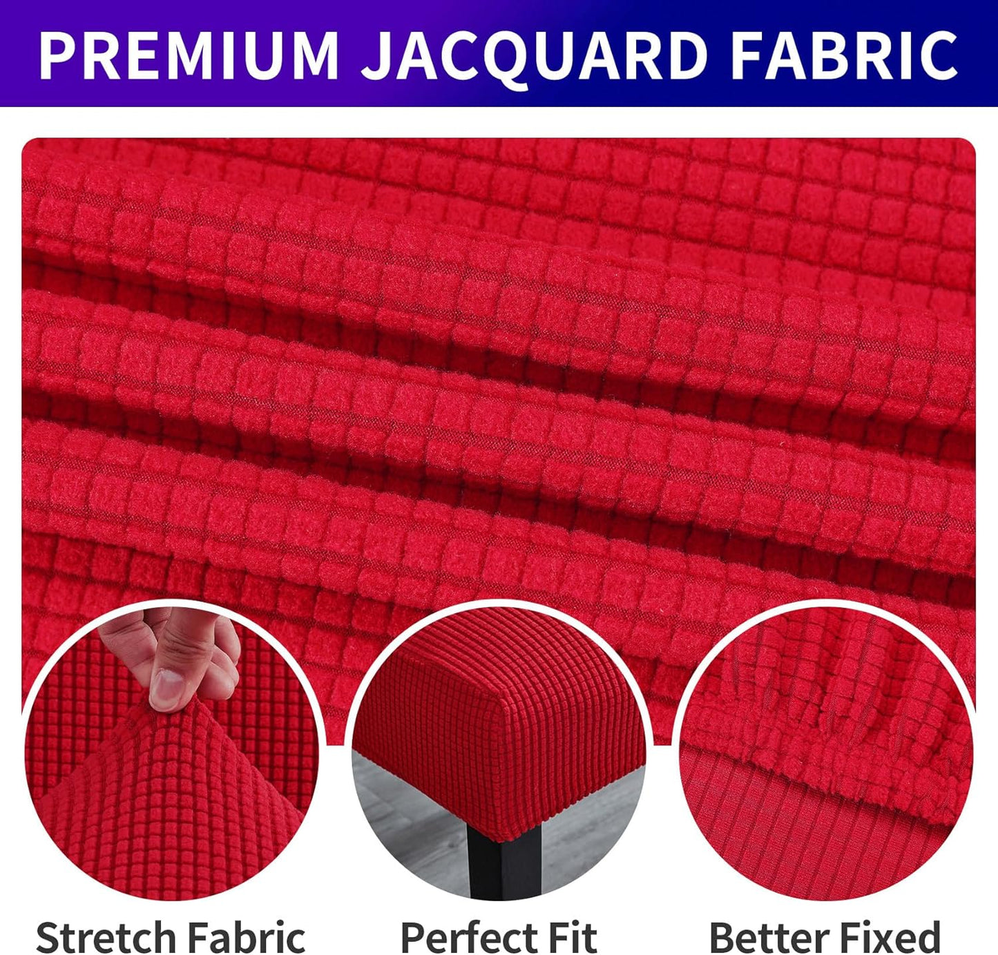 Howhic Stretch Chair Covers for Dining Room Set of 2, Removable Washable Dining Room Chair Covers, Dining Chair Slipcovers Seat Protector, Great for Home Decor and Banquet (Ruby, 2 Pack)