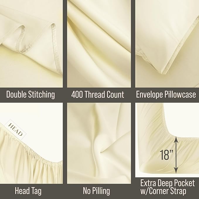 Bella Coterie Luxury Bamboo Viscose Split King Size Sheet Set | 2 Fitted Sheets for Sleep Number & Adjustable Beds | 100% Organically Grown | Cooling & Ultra Soft | 18” Deep Pocket [Lemonade]