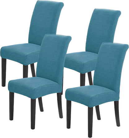 Howhic Stretch Chair Covers for Dining Room Set of 4, Removable Washable Dining Room Chair Covers, Dining Chair Slipcovers Seat Protector, Great Decoration for Home and Banquet (Dusty Blue, 4 Pack)